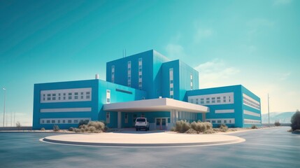 Obraz premium Modern Blue Building with White Windows