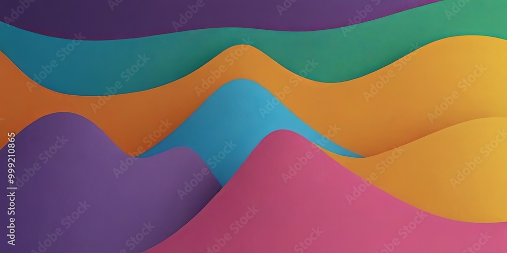 Poster a colorful mountain range with a rainbow background