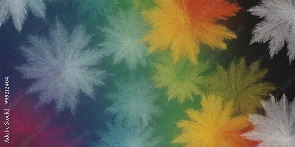 Poster a colorful flower pattern with a blue background
