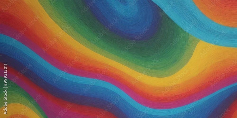 Poster a colorful, abstract painting with a rainbow pattern