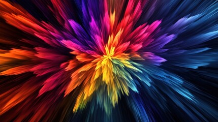 Obraz premium Abstract Colorful Burst of Energy, Rainbow Stripes, Digital Art, Dynamic Background.