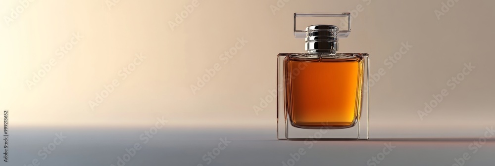 Poster a beautiful 3d rendering of a high-end aftershave bottle, showcasing its elegant design and glossy f