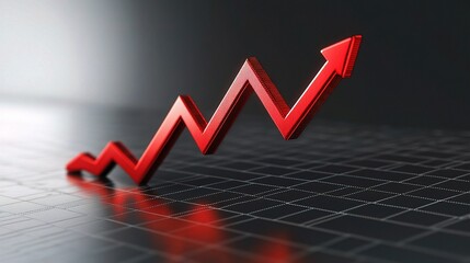 Red Arrow Upward Trend Graph Design