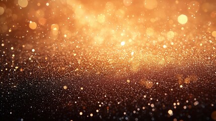Obraz premium A shimmering bronze backdrop radiates warmth and magic, capturing the essence of sunset brilliance with floating particles of light