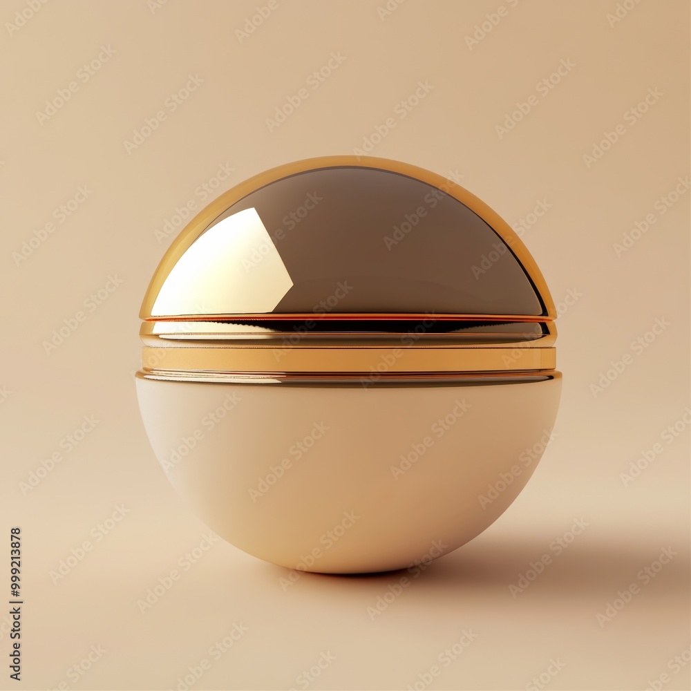 Poster a beautiful 3d rendering of a luxurious lip balm container, showcasing its elegant design and rich c