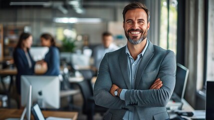 Fototapeta premium Confident Businessman in Modern Office Setting