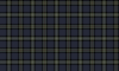 Plaid fabric pattern, blue, green, black, white, seamless, cross-line pattern, grid, for textile, and for designing clothes, skirts, pants or decorative fabric. Vector illustration.