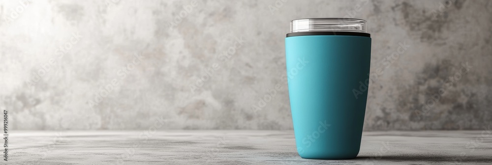 Poster a trendy insulated tumbler showcasing a vibrant color scheme and modern design. the tumbler is isola