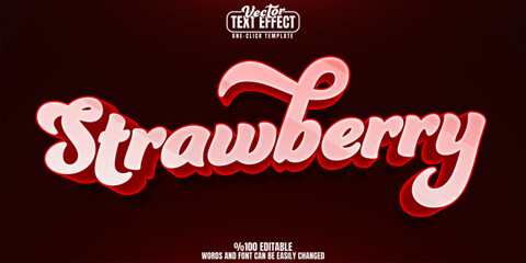 Strawberry editable text effect, customizable fruit and sweet 3d font style
