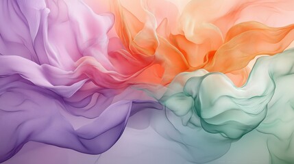 Obraz premium An ethereal dance of pastel hues in flowing organic shapes evokes serenity and movement in an abstract composition