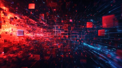 Obraz premium abstract digital cityscape in red and blue