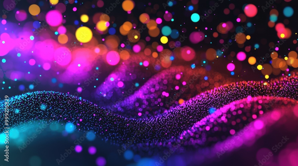 Poster colorful abstract background with bokeh and waves