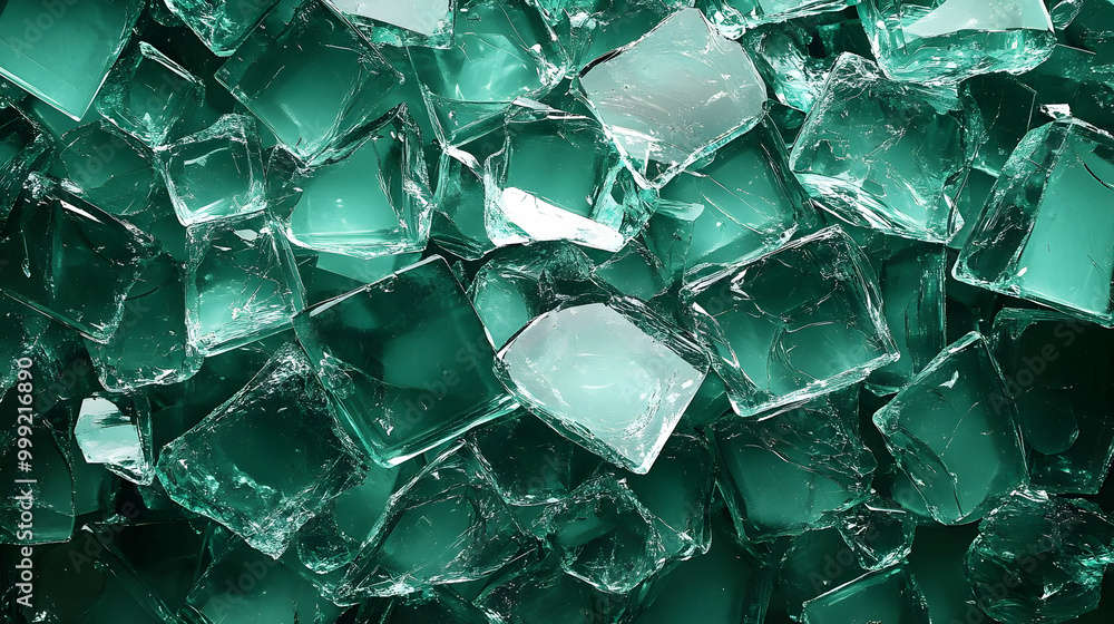 Wall mural Emerald Green Glass Fragments Abstract Background