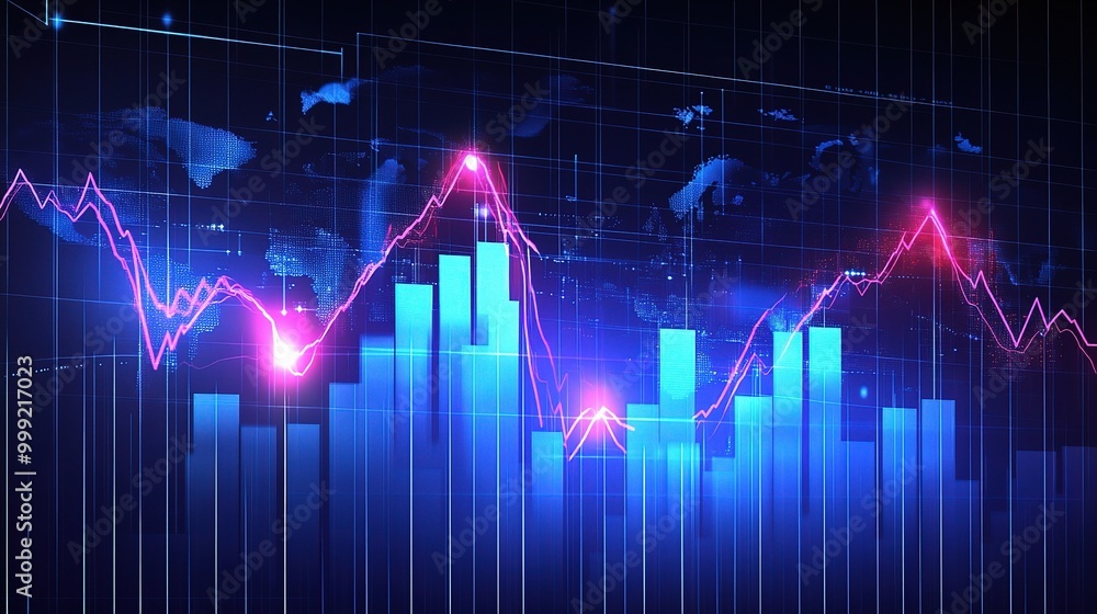 Poster dynamic financial growth graph with data visualization