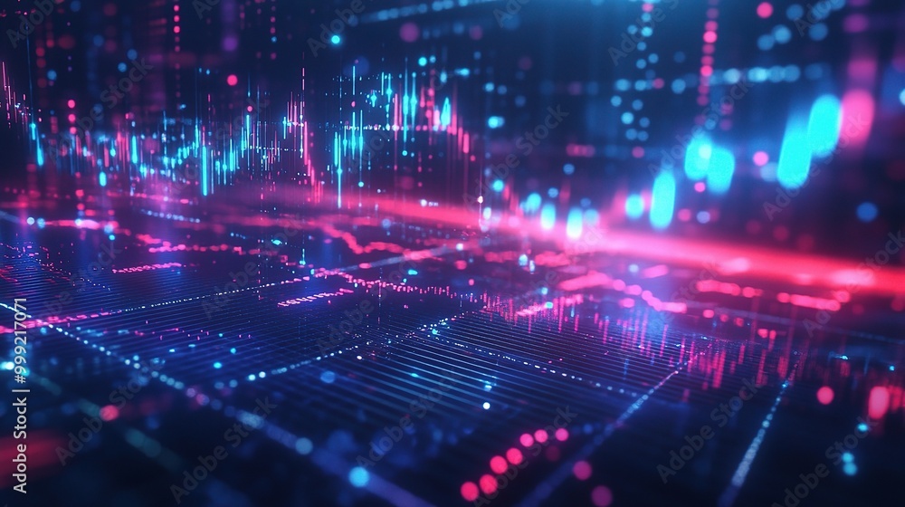 Poster abstract digital data wave visualization