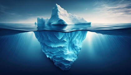 Generated Image of an Iceberg in water. Tip of the Iceberg. Digital Art. 