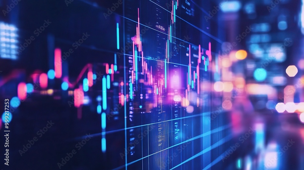 Aufkleber abstract financial data visualization in night setting