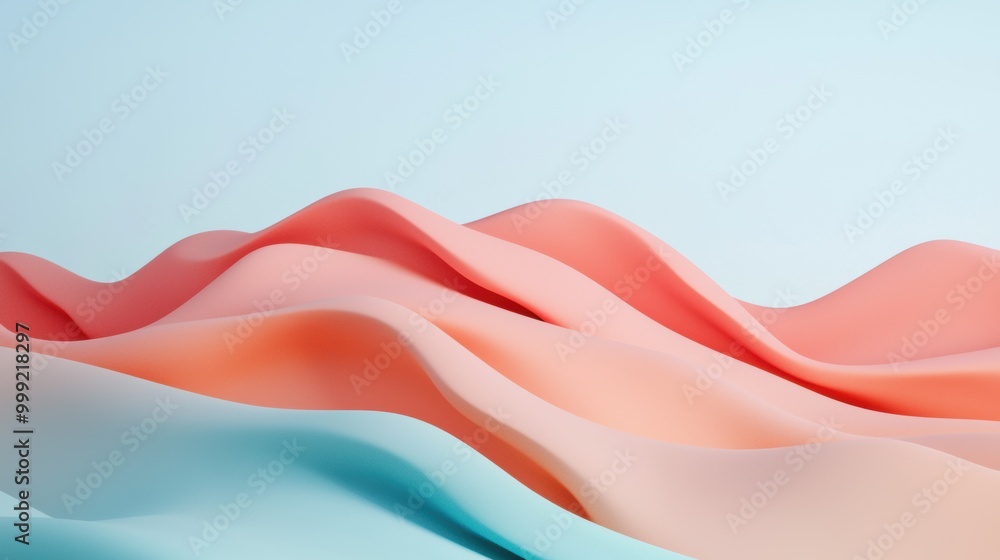 Poster soft waves of colorful abstract fabric flowing design