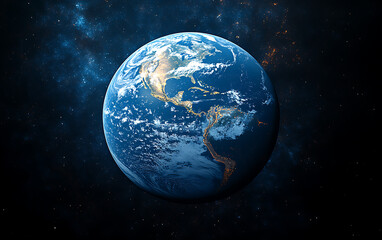 Naklejka premium Earth's Beauty: Satellite View of Continents & Oceans