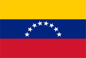 Venezuela official flag vector with standard size and proportion. National flag emblem with accurate size and colors.