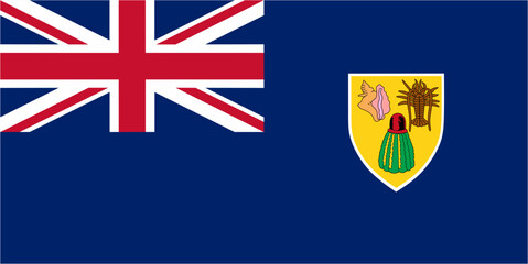 Turks and Caicos Islands official flag vector with standard size and proportion. National flag emblem with accurate size and colors.