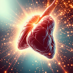 A glowing thyroid gland surrounded by light particles, symbolizing hormonal balance and metabolic health.