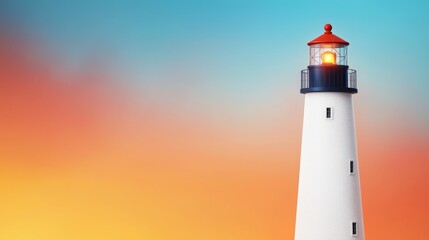 Lighthouse Beacon of Hope Against Dramatic Sunset Sky