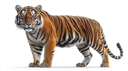 Obraz premium A sleek tiger on a white background