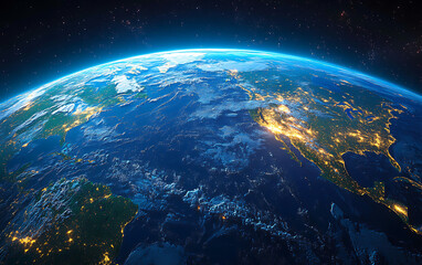 Fototapeta premium Earth's Beauty: Satellite View of Continents & Oceans