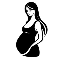 pregnant women silhouette vector illustration girl black mother 