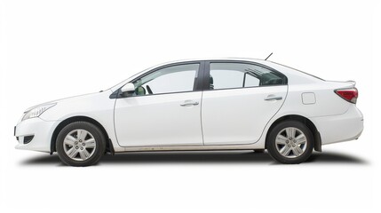 Passenger car isolated on a white background, with clipping path. Full Depth of field. Focus stacking, side view.