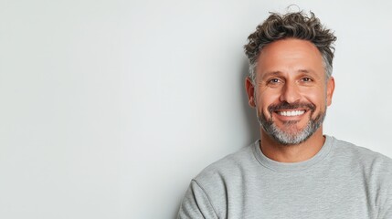 Happy Mature Man Smiling  Portrait  Positive   White Background