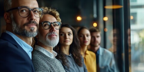 Obraz premium A corporate team of diverse professionals focused on strategic planning in a contemporary office setting.