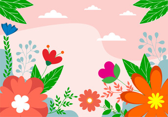 Floral background Colorful poster background vector illustration. Exotic plants, branches, art prints for beauty, fashion and natural products, wellness, weddings and events.