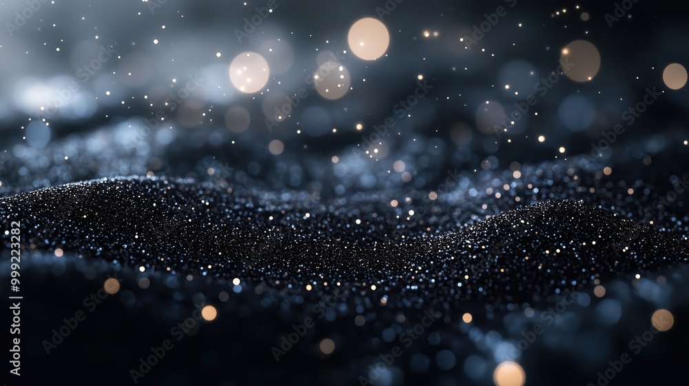 Poster elegant graphite glitter background with sparkling light effects and floating particles resembling a