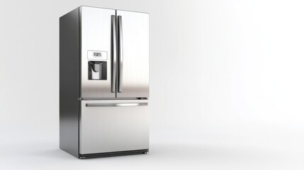 A modern fridge with adjustable temperature settings, isolated on a white background