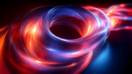 Abstract Red and Blue Light Swirling 3D Shape