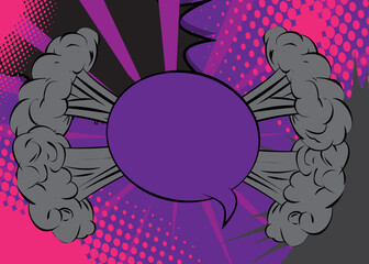 Cartoon black and purple background, classic comic book backdrop. Retro vector comics pop art design.