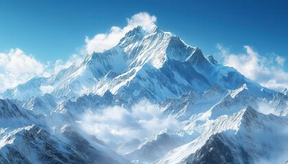Obraz premium Scenic mountain range with peaks covered in snow, natural landscape, wide shot, sharp focus, vibrant colors