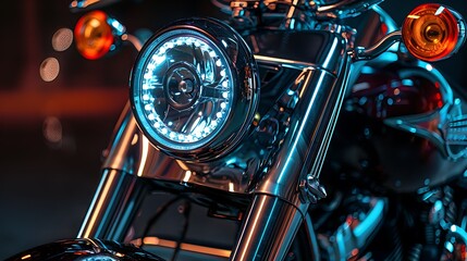 Detail of a classic motorcycle on the streets of Barcelona, Spain