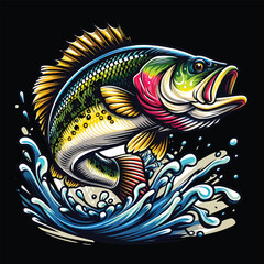 Big bass fish for T-shirt design 