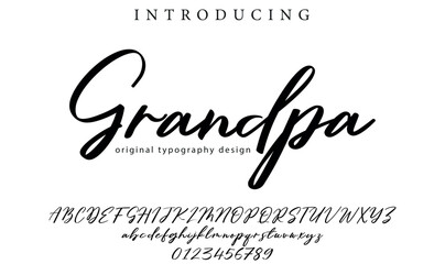 Grandpa Font Stylish brush painted an uppercase vector letters, alphabet, typeface