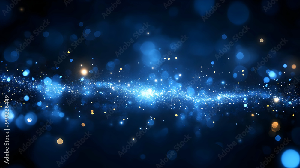 Poster Blue Sparkles and Glowing Lights - Abstract Background