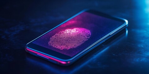 a smartphone screen with an active fingerprint scanner, displaying biometric security with a sleek, glowing interface for a futuristic touch.