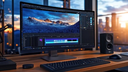 Snowy mountain landscape editing software