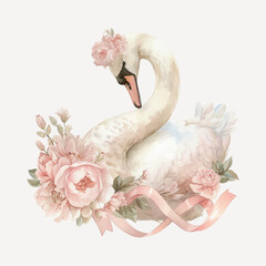 Elegant swan with floral decor © Rawpixel.com