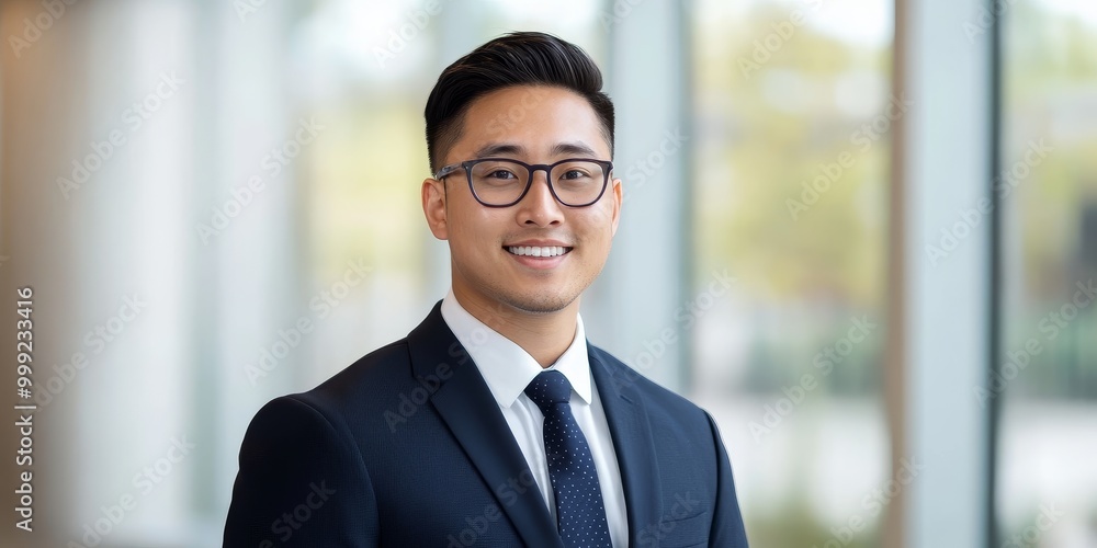 Poster detailed business headshot featuring a professional in business attire with a crisp background and s
