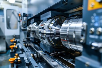 Fototapeta premium CNC lathe. Metalworking industry. CNC milling machine.