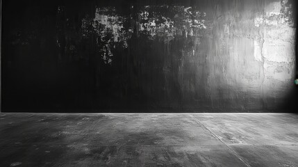 Empty Black Wall with Concrete Floor Space