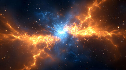 Fototapeta premium Cosmic Collision: Fire and Ice Dance in the Nebula